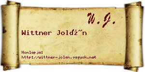 Wittner Jolán névjegykártya