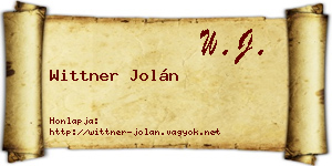 Wittner Jolán névjegykártya